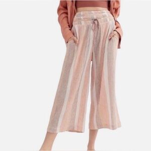 Free People Hamilton Wide-Leg Palazzo Pants Striped Red/Blue/Cream Size XS Women